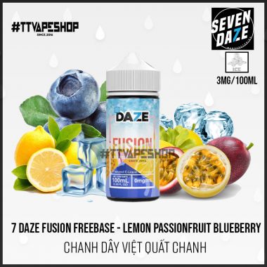 7 Daze Fusion 3-6mg/100ml Lemon Passionfruit Blueberry - Chanh Dây Việt Quất Chanh