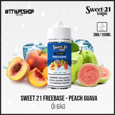 Sweet 21 Freebase 3-6mg/100ml - Peach Guava - Ổi Đào