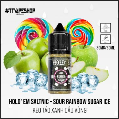 Hold' Em ( 30-50mg/30ml )  Sour Rainbow Sugar Ice - Kẹo Táo Xanh Cầu Vồng