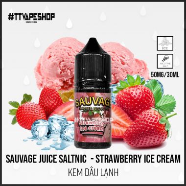 Sauvage Juice saltnic 30-50mg/30ml - Strawberry Ice Cream ( Kem Dâu Lạnh )