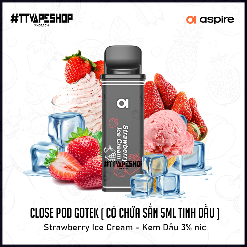 Đầu Pod Gotek X ( Close Pod ) 5ml - Strawberry Ice Cream - Kem Dâu