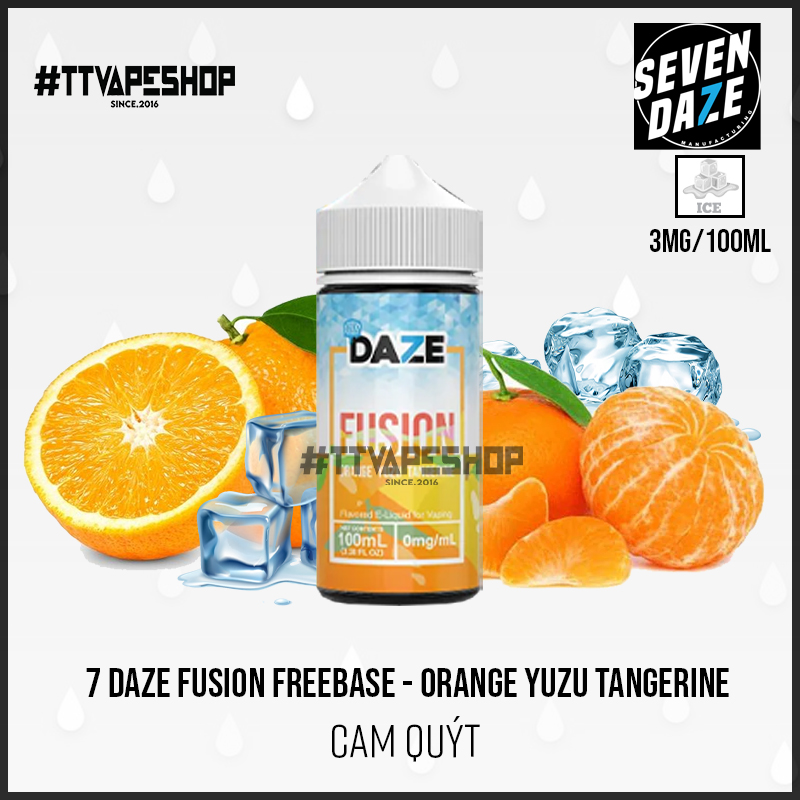 7 Daze Fusion Orange 3-6mg/100ml Yuzu Tangerine - Cam Quýt