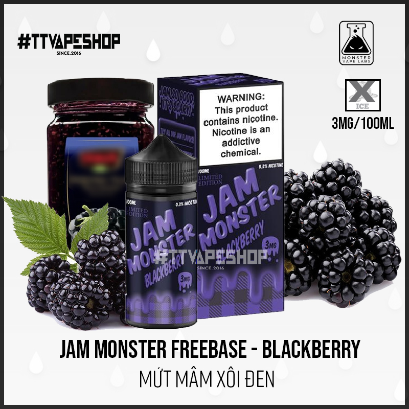 Jam Monster Freebase - Blackberry ( Mứt mâm xôi đen ) 3-6mg/100ml