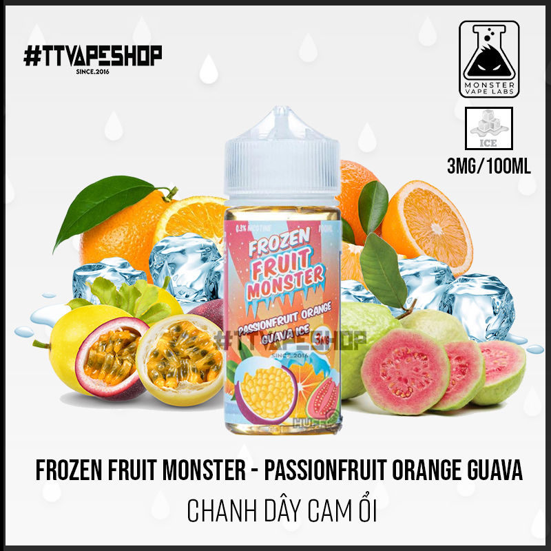 Frozen Fruit Monster - 3mg/100ml- Passionfruit Orange Guava - Chanh dây cam ổi