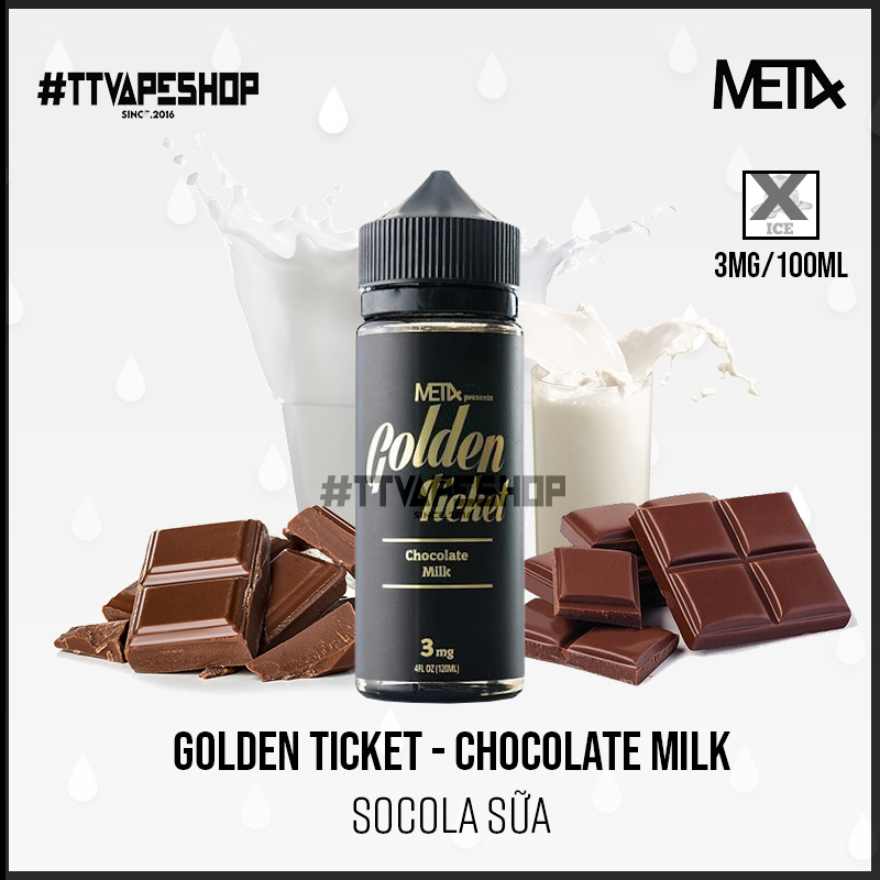 Golden Ticket Freebase 3mg/100ml - Chocolate Milk - Socola Sữa