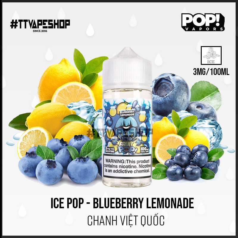 Ice Pop Freebase 3ml/100ml - Blueberry Lemonade - Chanh Việt Quất