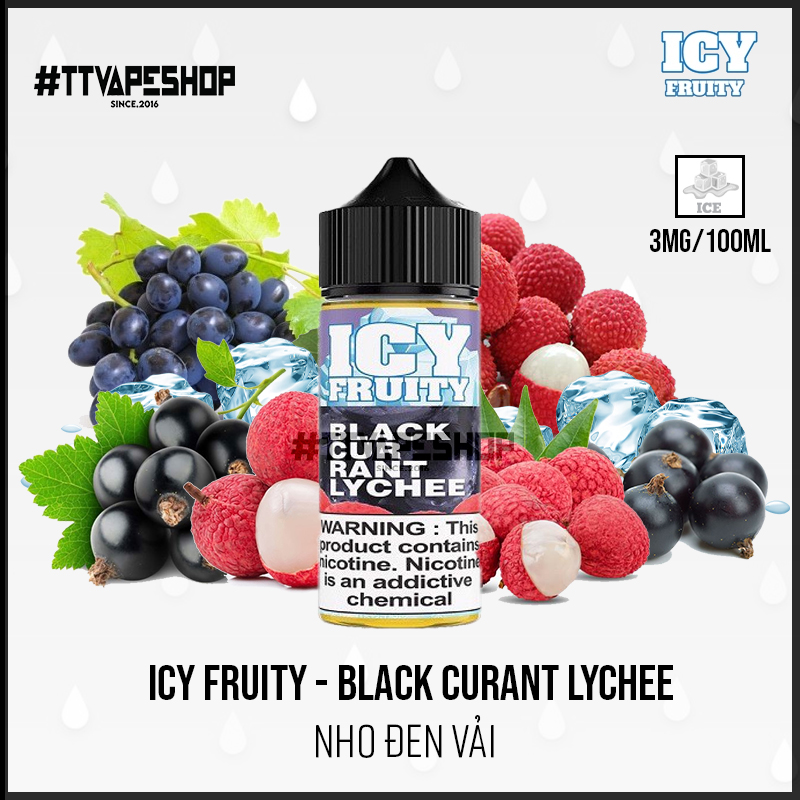 Icy Fruity Freebase 3mg/100ml - Black Curant Lychee - Nho Đen Vải