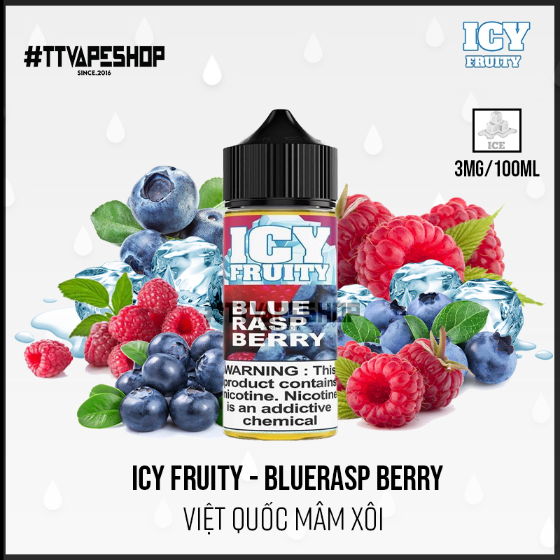 Icy Fruity Freebase 3mg/100ml - BlueRasp Berry - Việt Quốc Mâm Xôi
