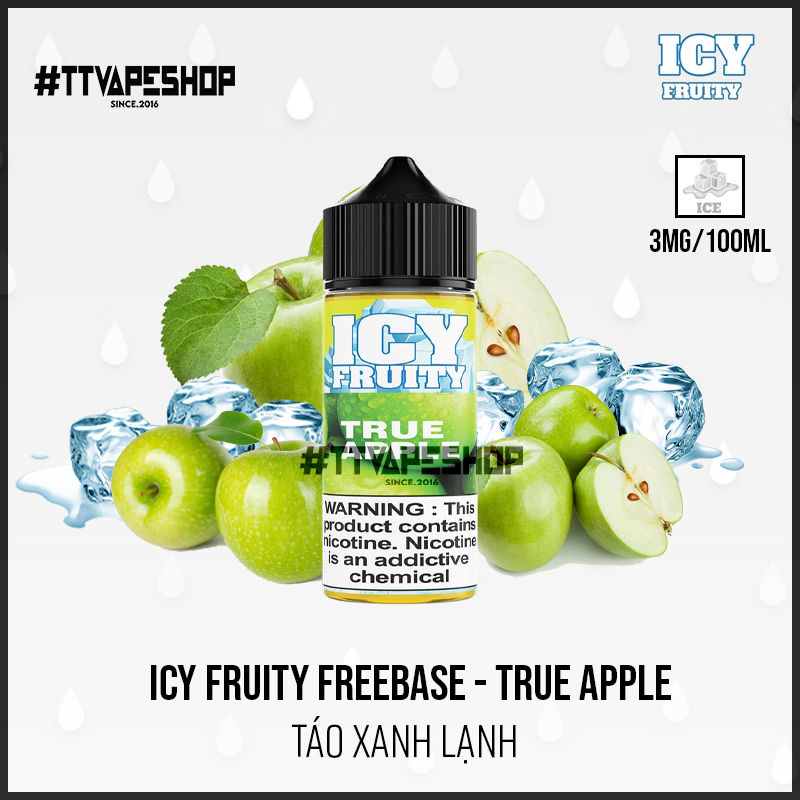 Icy Fruity 3mg/100ml - True Apple - Táo Xanh Lạnh