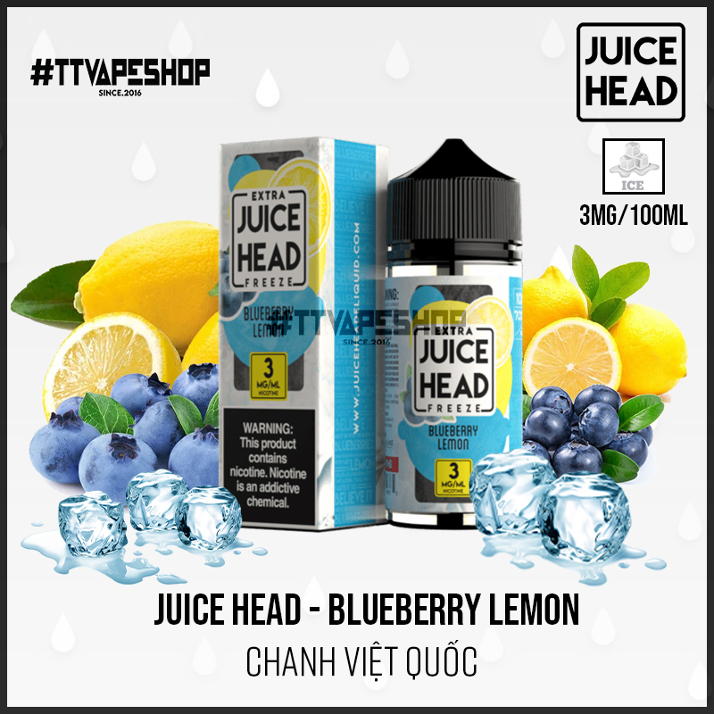 Juice Head 3mg/100ml - BlueBerry Lemon - Chanh Việt Quất
