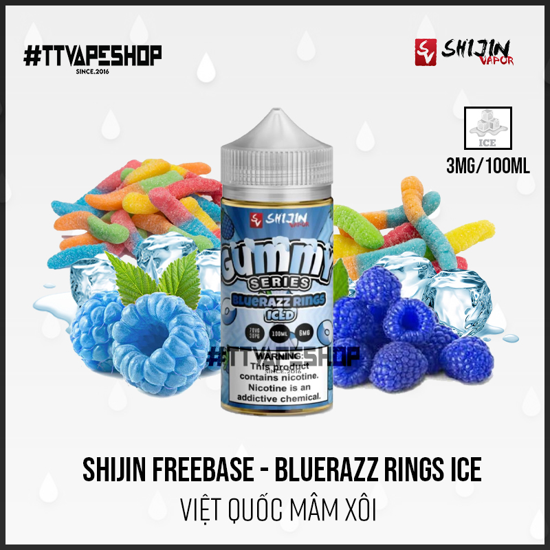 Shijin 3mg/100ml - BlueRazz Rings Ice - Việt Quốc Mâm Xôi