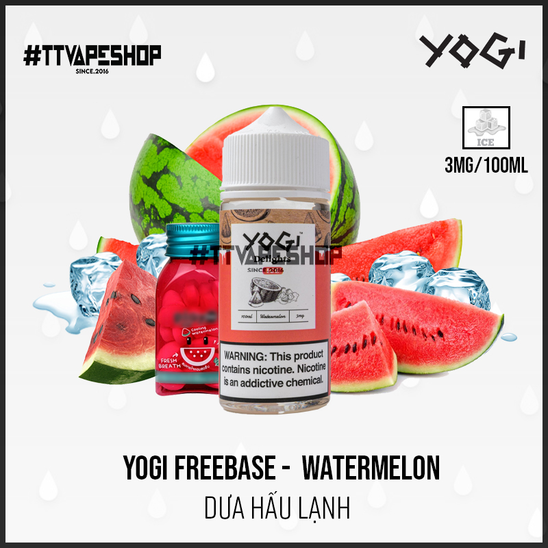 Yogi Freebase 3mg/100ml - Watermelon - Dưa hấu