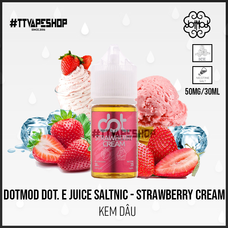 Dotmod Dot. E Juice Saltnic 35mg/30ml - Strawberry Cream - Kem Dâu