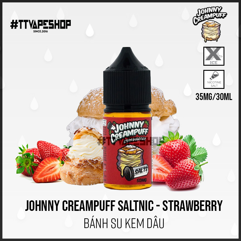 Johnny Creampuff 50mg/30ml - Strawberry - Bánh Su Kem Dâu