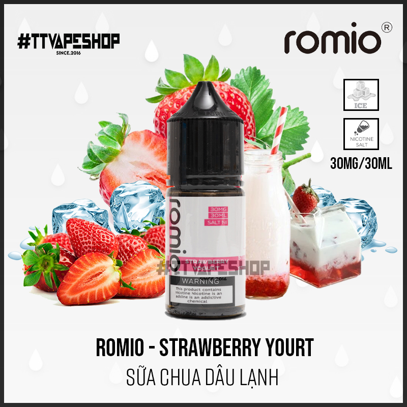 Romio Saltnic 30mg/30ml - Strawberry Yourt - Sữa Chua Dâu Lạnh
