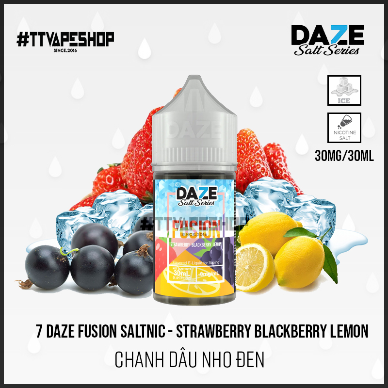 7 Daze Fusion Salt - Strawberry Blackberry Lemon ( Chanh Dâu Nho Đen ) 30-50mg30ml