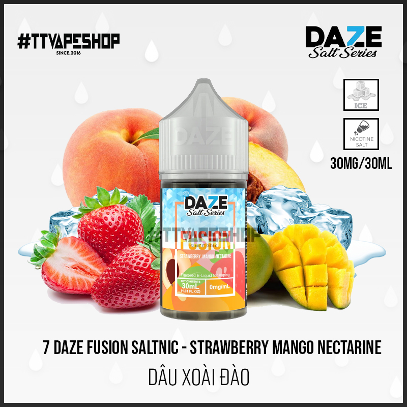 7 Daze Fusion Salt - Strawberry Mango Nectarine ( Dâu Xoài Đào ) 30-50mg-30ml