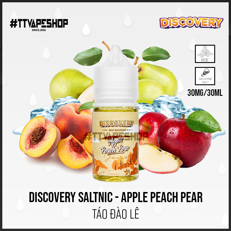 Discovery Saltnic 30-50mg/30ml - Apple Peach Pear - Táo Đào Lê