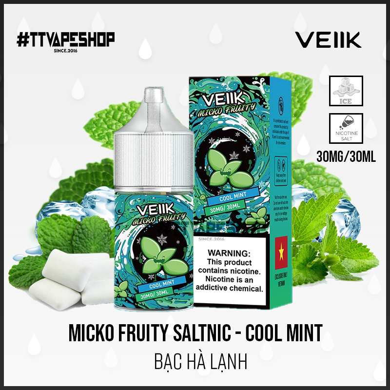 Micko Fruity Salt Cool Mint - Bạc Hà Lạnh 30-50mg/30ml