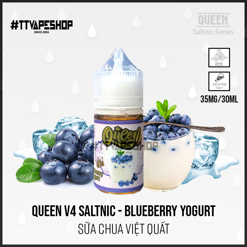 Queen v4 Salt Nic Blueberry Yogurt - Sữa Chua Việt Quất 35-50mg/30ml