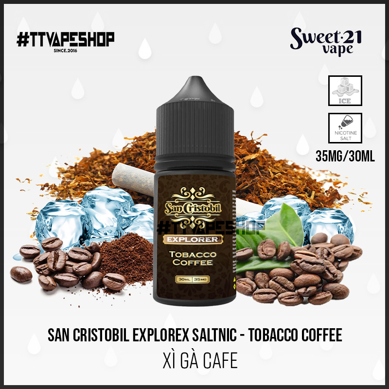 San Cristobil Explorex Tobacco Coffee 35mg/30ml - Xì Gà Cafe