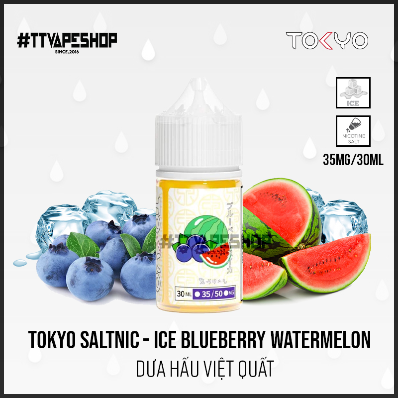 Tokyo Saltnic 35mg/30ml - Ice Blueberry Watermelon - Dưa Hấu Việt Quất