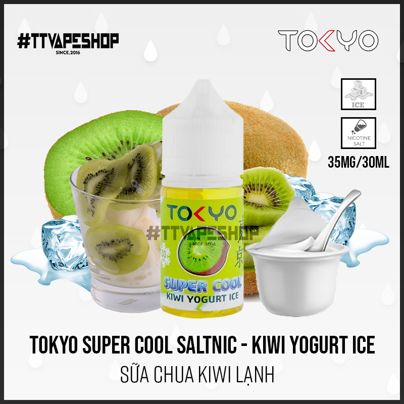 Tokyo Super Cool Saltnic - Kiwi yogurt ice - Sữa chua kiwi lạnh 35-50mg/30ml