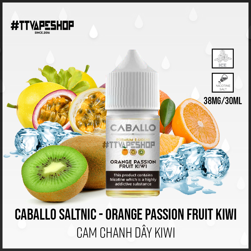 Caballo ( 38-58mg/30ml ) - Orange Passion Fruit Kiwi - Cam Chanh Dây Kiwi