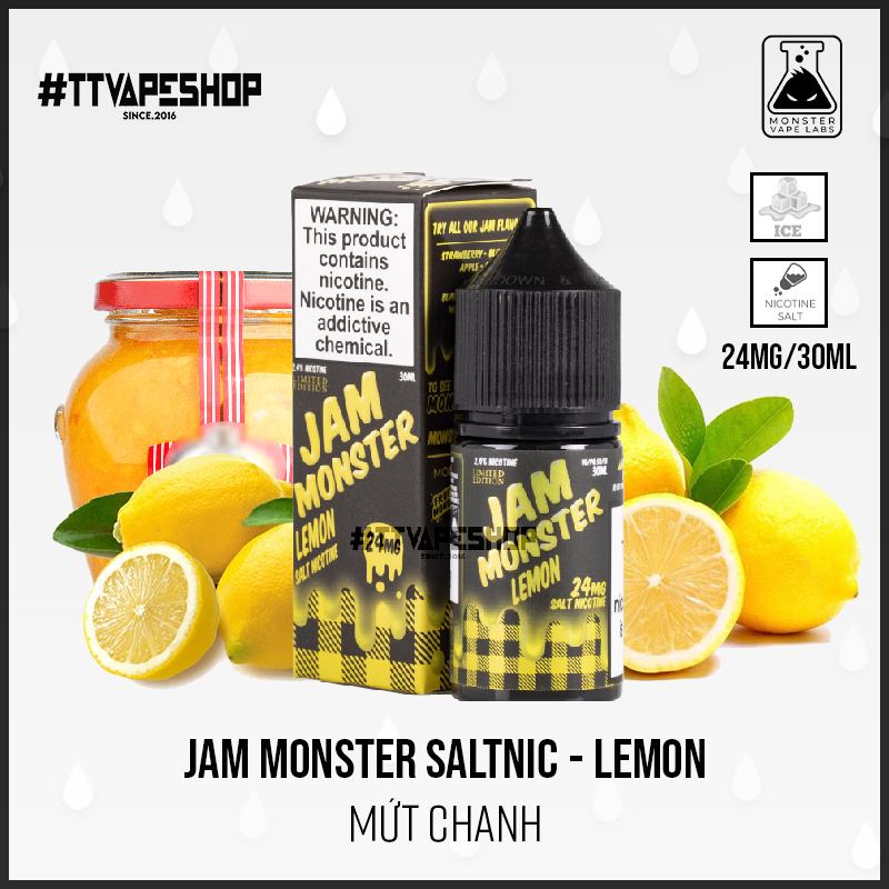 Jam Monster Salt Nic - Lemon ( Mứt chanh ) 24-48mg/30ml