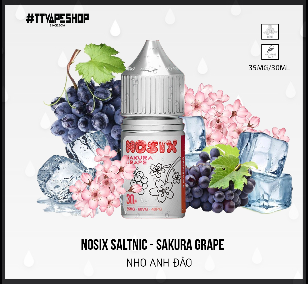 Nosix Saltnic Sakura Grape ( 35-55mg/30ml ) Nho Anh Đào