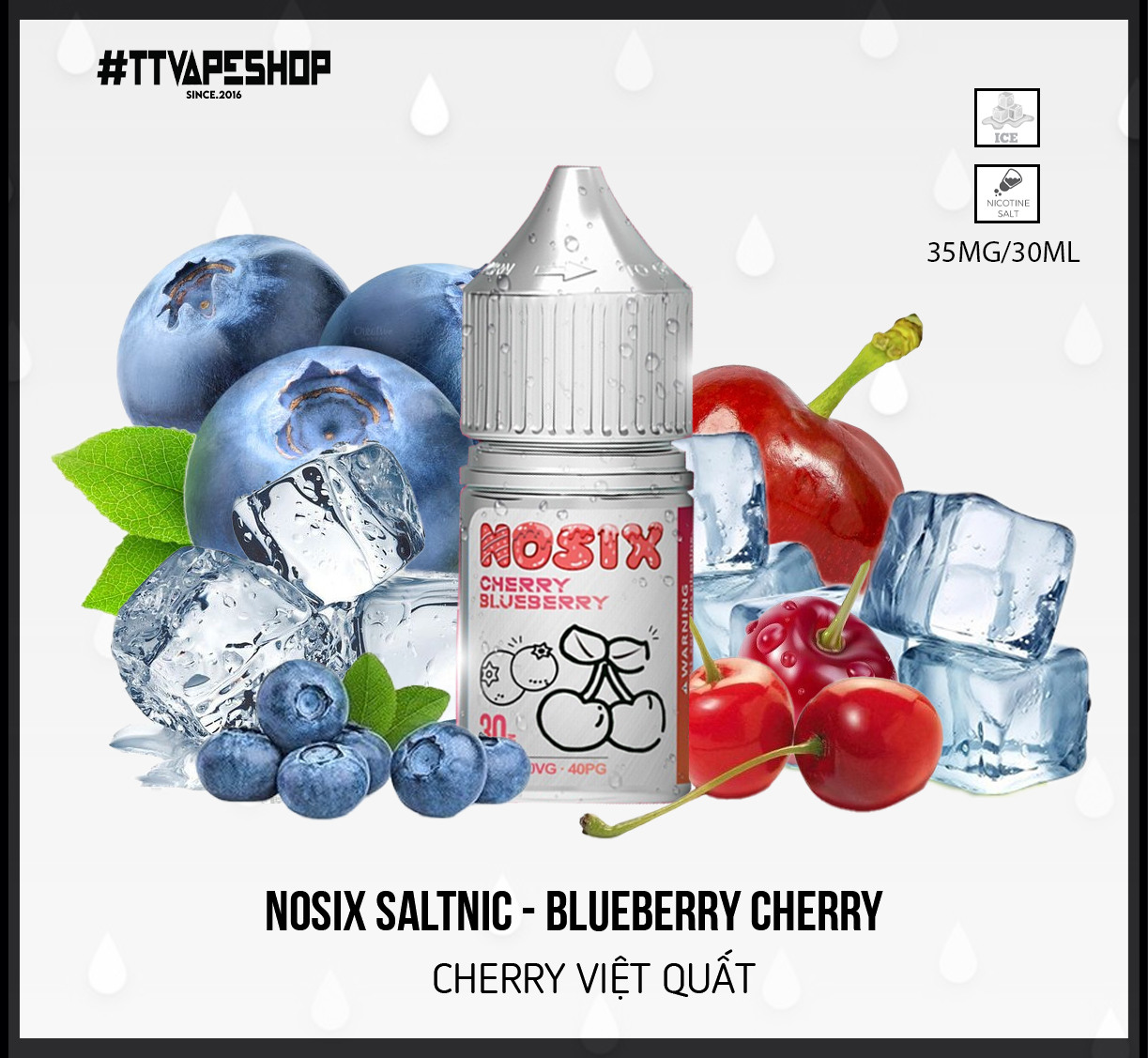 Nosix Saltnic Blueberry Cherry ( 35-55mg/30ml ) Cherry Việt Quất