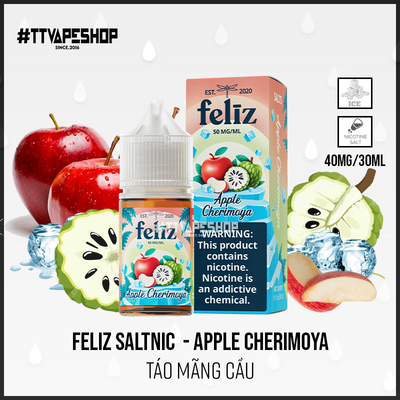 Feliz Salt Nic (40-50mg/30ml) - Apple Cherimoya - Táo Mãng Cầu