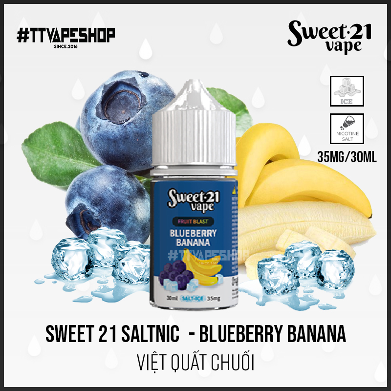 Sweet 21 Salt 35-50mg/30ml - Blueberry Banana - Việt Quất Chuối