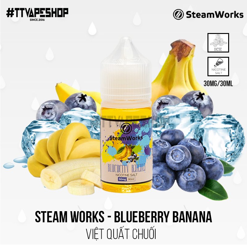 Steam Works Saltnic 30-50mg/30ml - Blueberry Banana - Việt quất chuối Lạnh