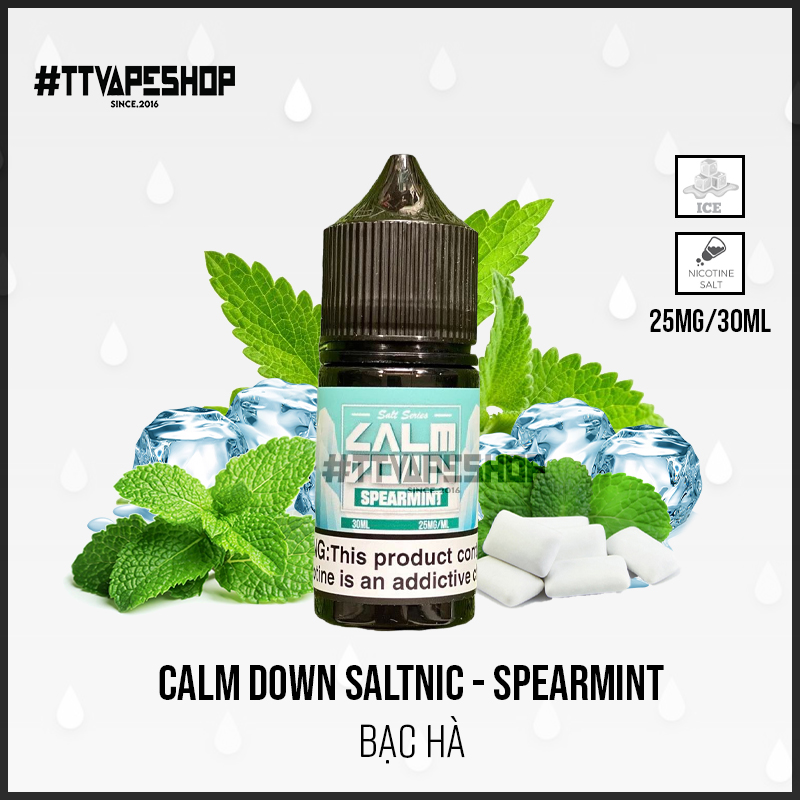 Calm Down Saltnic 25mg/30ml - Spearmint - Bạc Hà