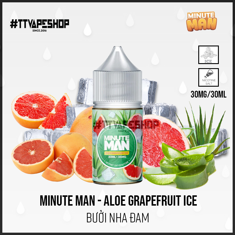 Minute Man Saltnic 35mg/30ml - Aloe Grapefruit Ice - Bưởi Nha Đam