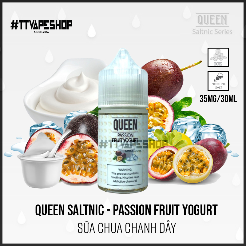 Queen Saltnic 35mg/30ml - Passion Fruit Yogurt - Sữa Chua Chanh Dây