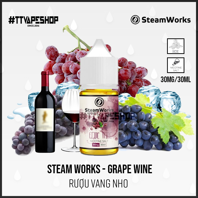 Steam Works Saltnic 30mg/30ml - Grape Wine - Rượu Nho