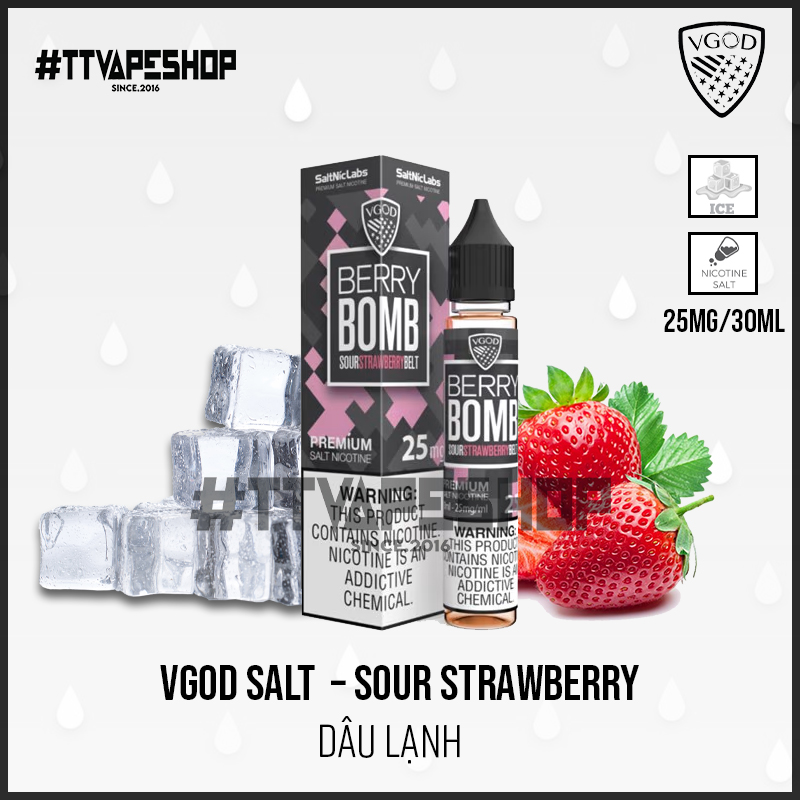 Vgod Salt 25mg/30ml - Sour Strawberry - Dâu