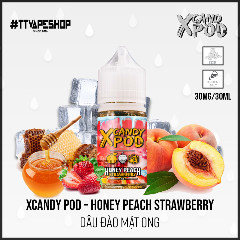 Xcandy Pod 30mg/30ml - Honey Peach Strawberry - Dâu đào mật ong