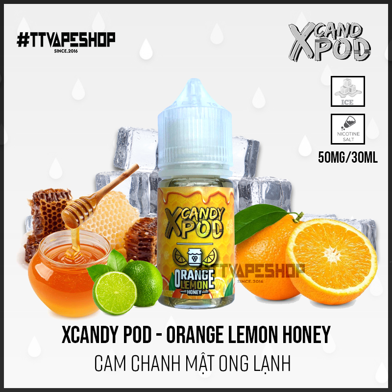 Xcandy Pod 50mg/30ml - Orange Lemon Honey - Cam Chanh Mật Ong Lạnh