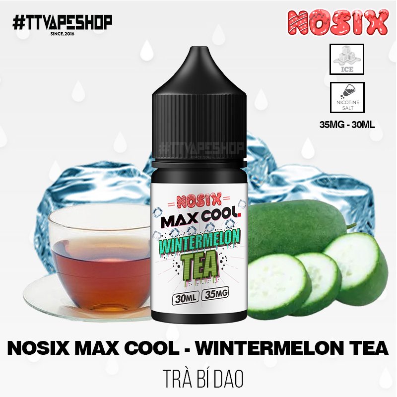 Nosix MaxCool Saltnic Wtintermelon Tea ( 35 - 60mg/30ml ) Trà Bí Đao