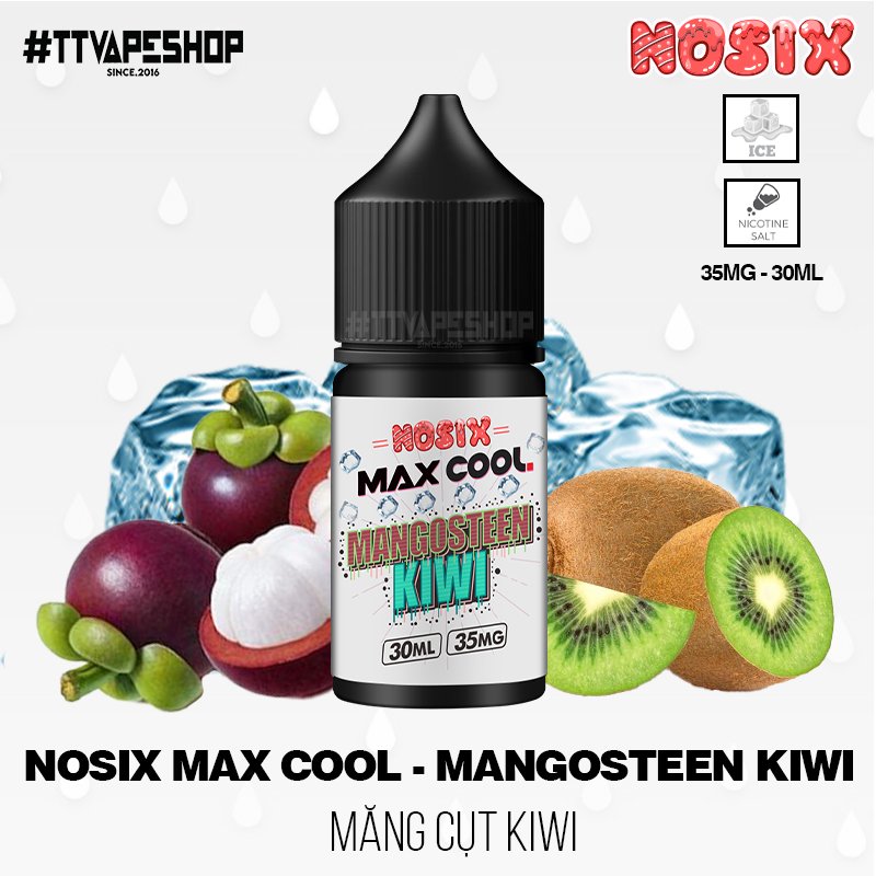 Nosix MaxCool Saltnic Mangosteen Kiwi ( 35 - 60mg/30ml ) Măng Cụt Kiwi