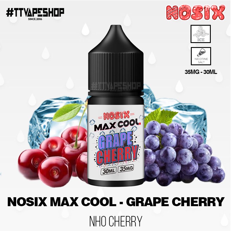 Nosix MaxCool Saltnic Grape Cherry ( 35 - 60mg/30ml ) Nho Cherry
