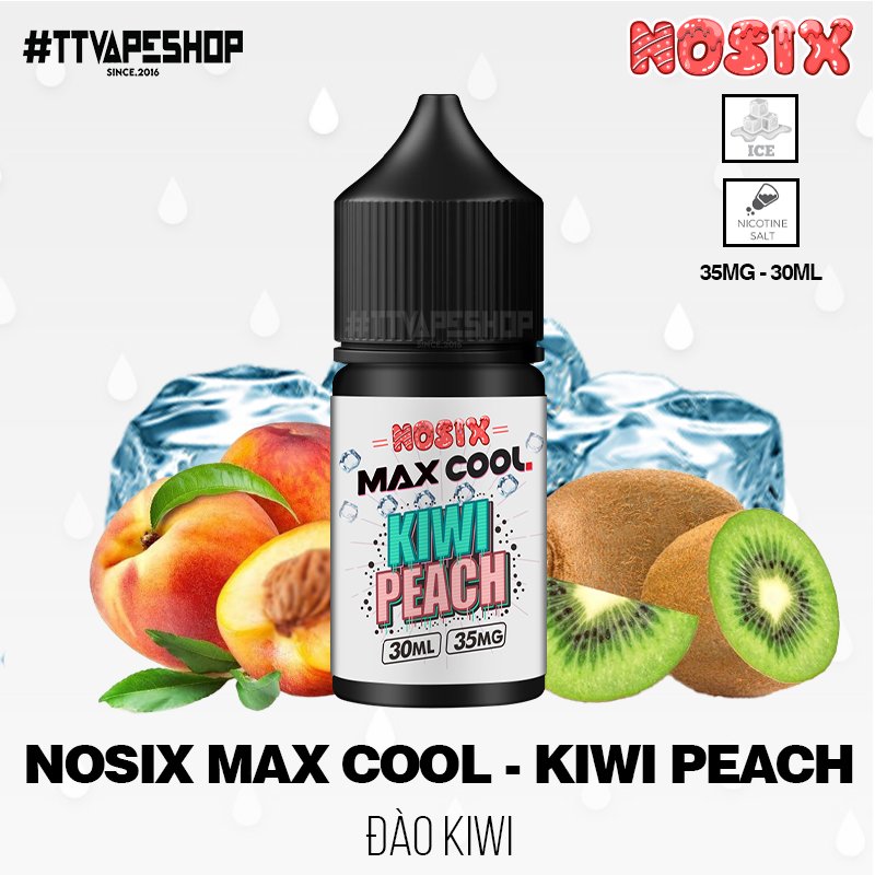 Nosix MaxCool Saltnic Kiwi Peach ( 35 - 60mg/30ml ) Đào Kiwi