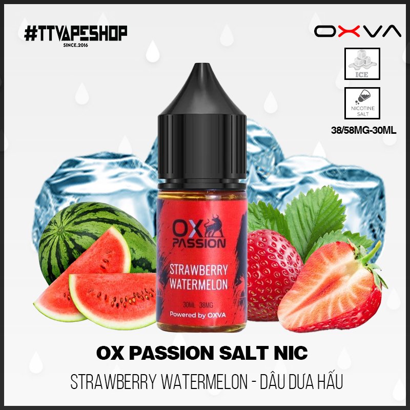 OX PASSION - 38mg - 58mg/30ml - Strawberry Watermelon - Dâu Dưa Hấu