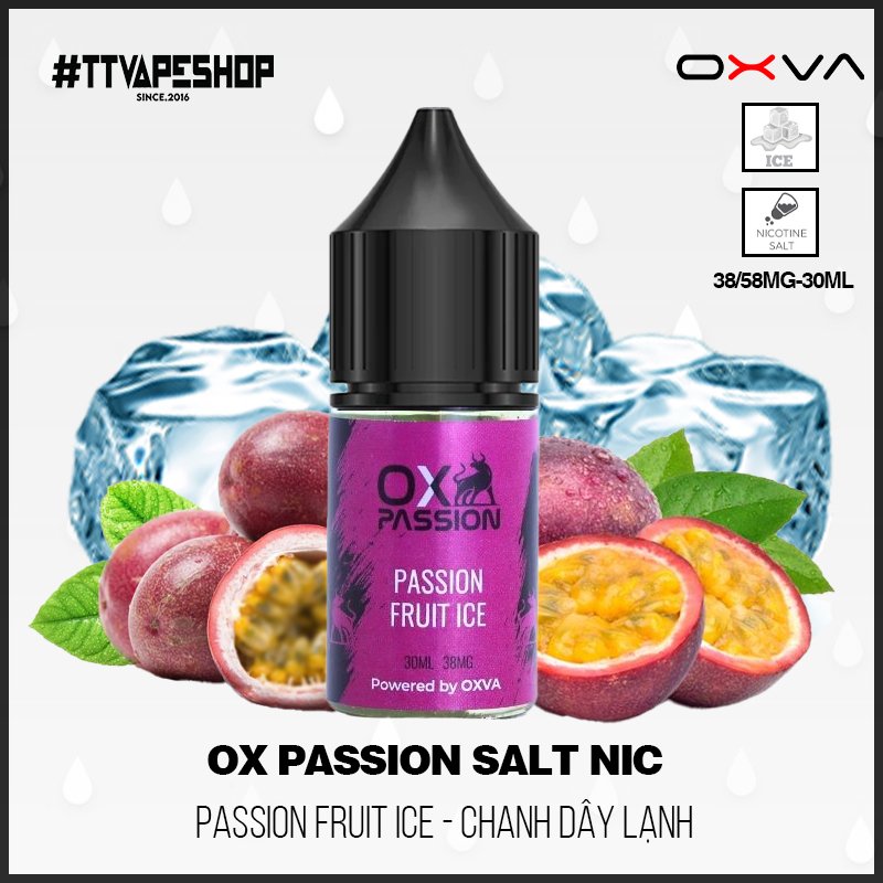 OX PASSION - 38mg - 58mg/30ml - Passion Fruit Ice - Chanh Dây Lạnh