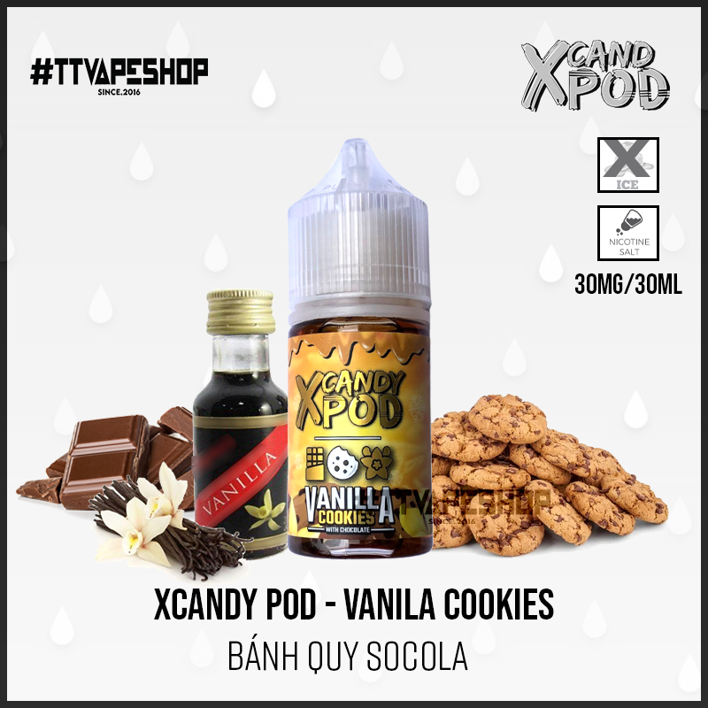 Xcandy Pod 30mg/30ml - Vanila Cookies - Bánh Quy Socola